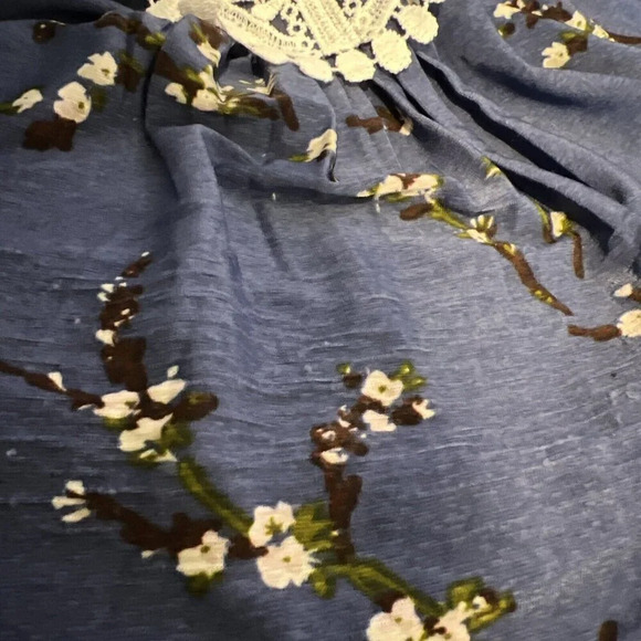 Jon & Anna Floral Top Plus 3X Crochet Accent Slinky All Over Pattern Embellished - Picture 8 of 9